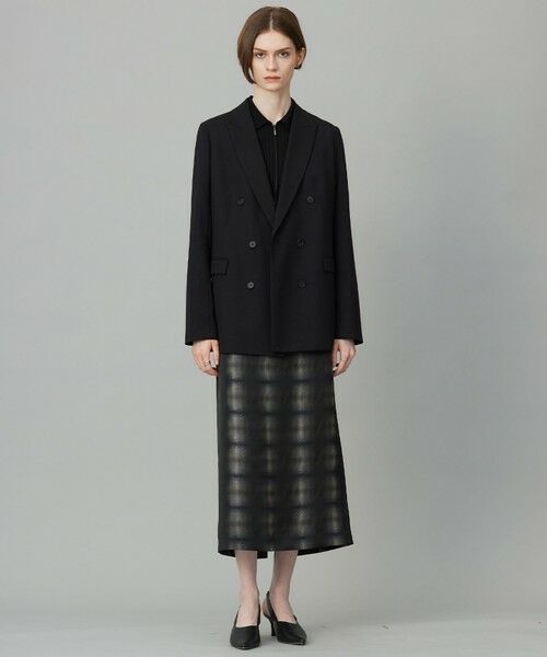 L size ONWARD(大きいサイズ) / エルサイズオンワード ミニ・ひざ丈スカート | 【洗える】シャイニーオンブレーチェック ストレートスカート | 詳細5