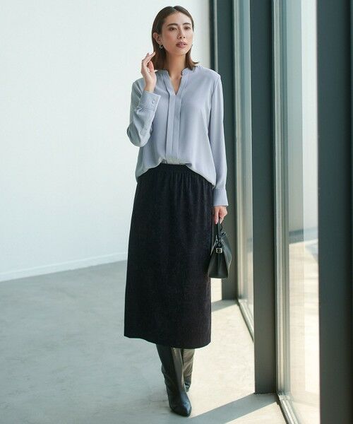 L size ONWARD(大きいサイズ) / エルサイズオンワード ミニ・ひざ丈スカート | 【洗える】ストレッチスエード ナロースカート | 詳細6