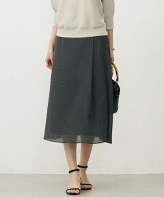 L size ONWARD(大きいサイズ) / エルサイズオンワード ミニ・ひざ丈スカート | 【洗える】ドットフロッキープリント フレア スカート