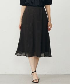 L size ONWARD(大きいサイズ) / エルサイズオンワード ミニ・ひざ丈スカート | 【洗える】ドットフロッキープリント フレア スカート