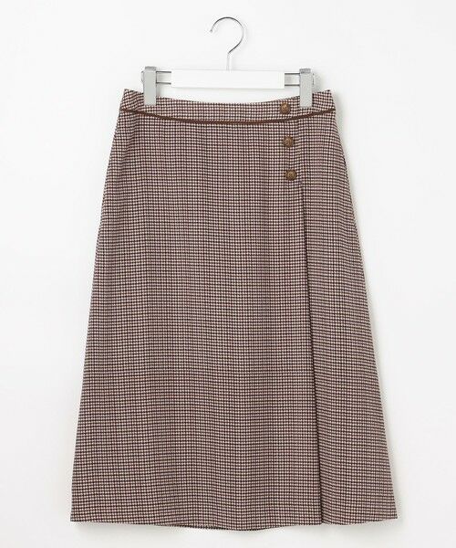 L size ONWARD(大きいサイズ) / エルサイズオンワード ミニ・ひざ丈スカート | デシンハウンドトゥースプリント スカート | 詳細3