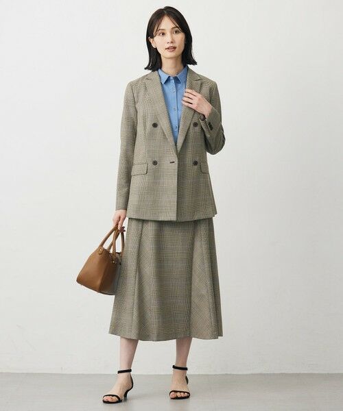 L size ONWARD(大きいサイズ) / エルサイズオンワード ミニ・ひざ丈スカート | モナベールツイル チェック フレア スカート | 詳細9