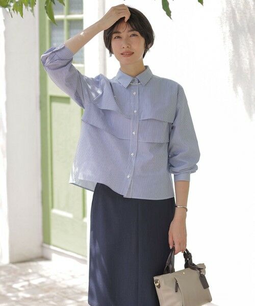 L size ONWARD(大きいサイズ) / エルサイズオンワード ミニ・ひざ丈スカート | Shineシャンブレーツイル スカート | 詳細2