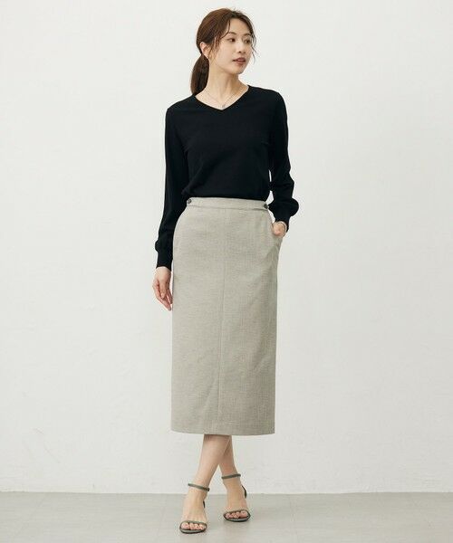 L size ONWARD(大きいサイズ) / エルサイズオンワード ミニ・ひざ丈スカート | Shineシャンブレーツイル スカート | 詳細19