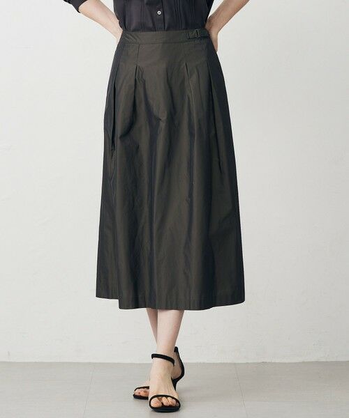 L size ONWARD(大きいサイズ) / エルサイズオンワード ミニ・ひざ丈スカート | ハイマルチタフタ フレアスカート(ブラウン系)