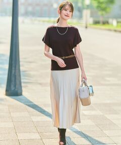 L size ONWARD(大きいサイズ) / エルサイズオンワード ロング・マキシ丈スカート | 【UVカット・アンチピリング・洗える】ウーステッドエステル  プリーツスカート