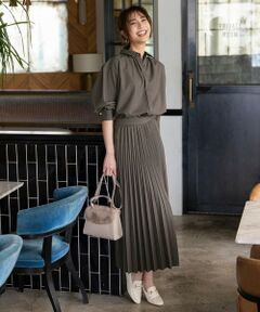 L size ONWARD(大きいサイズ) / エルサイズオンワード ロング・マキシ丈スカート | 【UVカット・アンチピリング・洗える】ウーステッドエステル  プリーツスカート