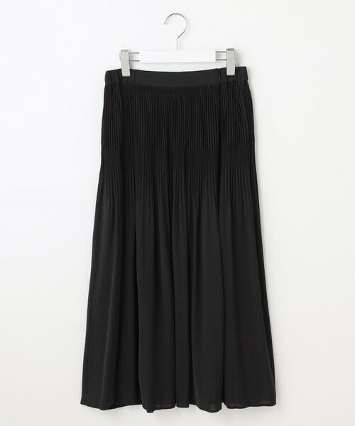 L size ONWARD(大きいサイズ)/エルサイズオンワード 【17号サイズまで展開・セットアップ対応・洗える】ライトサテンプリーツ スカート ネイビー 44