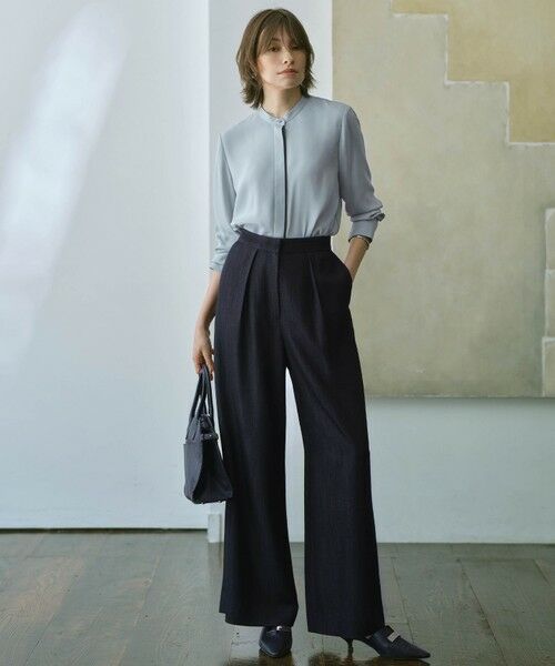 L size ONWARD(大きいサイズ) / エルサイズオンワード シャツ・ブラウス | 【新色追加・WEB限定カラーあり】BackSatinAmunzen バンドカラーブラウス | 詳細11