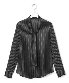 L size ONWARD(大きいサイズ) / エルサイズオンワード シャツ・ブラウス | 【新色追加】BackSatinAmunzen 配色ボウタイブラウス