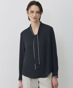 L size ONWARD(大きいサイズ) / エルサイズオンワード シャツ・ブラウス | 【新色追加】BackSatinAmunzen 配色ボウタイブラウス