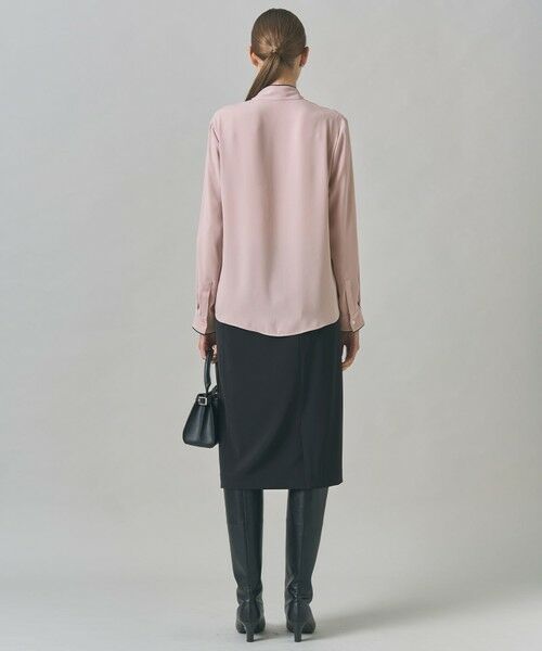 L size ONWARD(大きいサイズ) / エルサイズオンワード シャツ・ブラウス | 【接触冷感・UVケア・速乾・洗える】BackSatinAmunzen 配色ボウタイブラウス | 詳細4