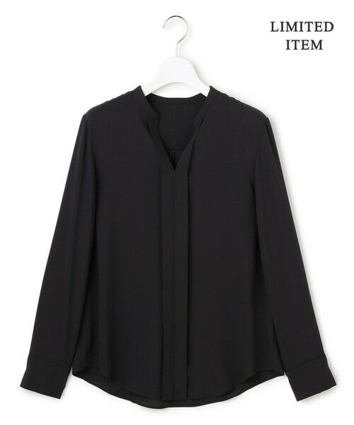 L size ONWARD(大きいサイズ) / エルサイズオンワード シャツ・ブラウス | 【新色追加・WEB限定】BackSatinAmunzen キーネックブラウス(ブラック系)