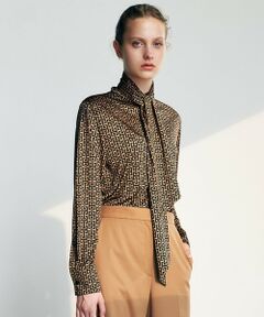 L size ONWARD(大きいサイズ) / エルサイズオンワード シャツ・ブラウス | 【30th ANNIVERSARY】 モノグラムプリントスムース ボウタイブラウス