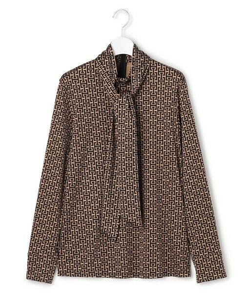 L size ONWARD(大きいサイズ) / エルサイズオンワード シャツ・ブラウス | 【30th ANNIVERSARY】 モノグラムプリントスムース ボウタイブラウス | 詳細7