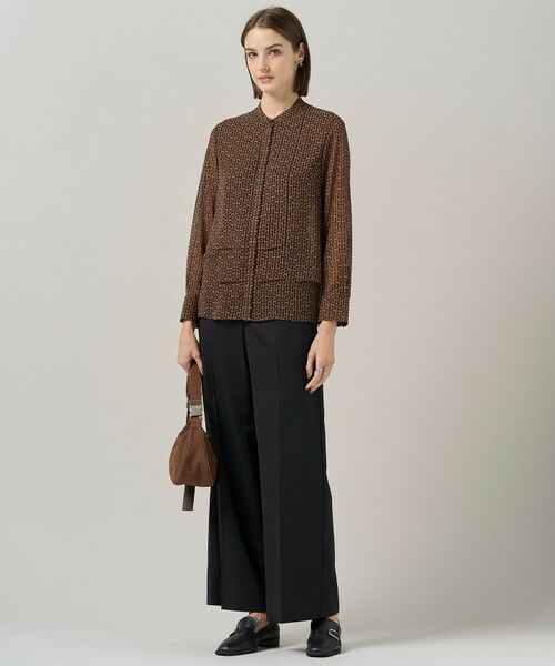 L size ONWARD(大きいサイズ) / エルサイズオンワード シャツ・ブラウス | 【30th ANNIVERSARY】 モノグラムプリントシフォン バンドカラーブラウス | 詳細4