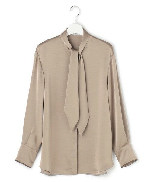 L size ONWARD(大きいサイズ)/エルサイズオンワード 【WEB＆一部店舗限定】 DrapySatin ボウタイブラウス モカ系 44