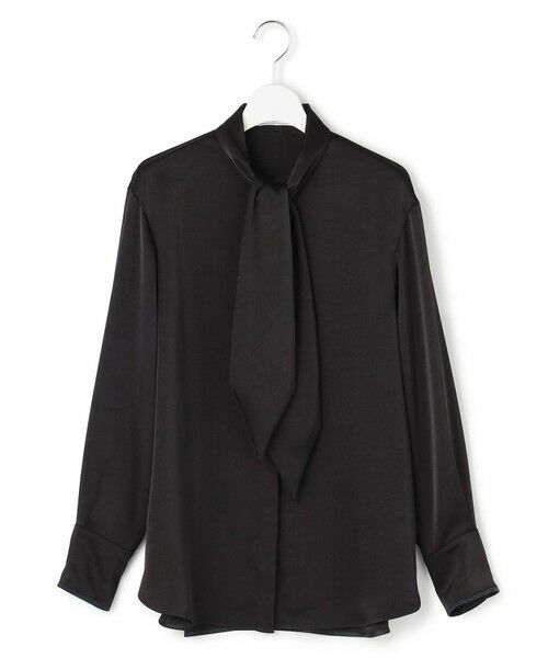 L size ONWARD(大きいサイズ)/エルサイズオンワード 【WEB＆一部店舗限定】 DrapySatin ボウタイブラウス ブラック系 42