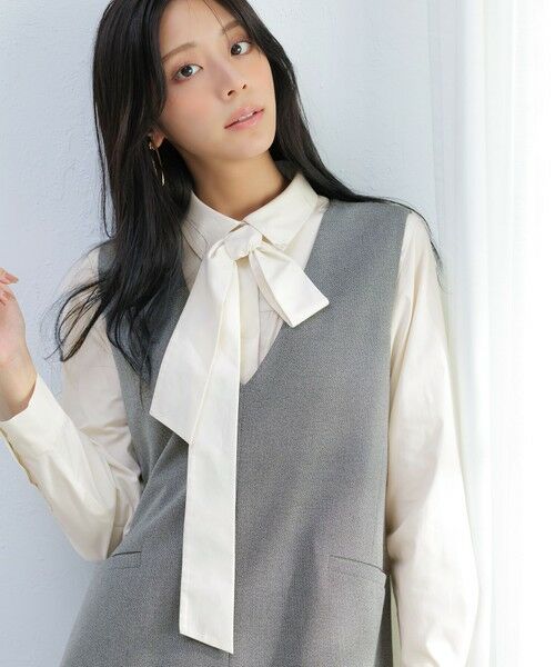 L size ONWARD(大きいサイズ) / エルサイズオンワード シャツ・ブラウス | ボウタイ付きビジュー シャツ | 詳細3
