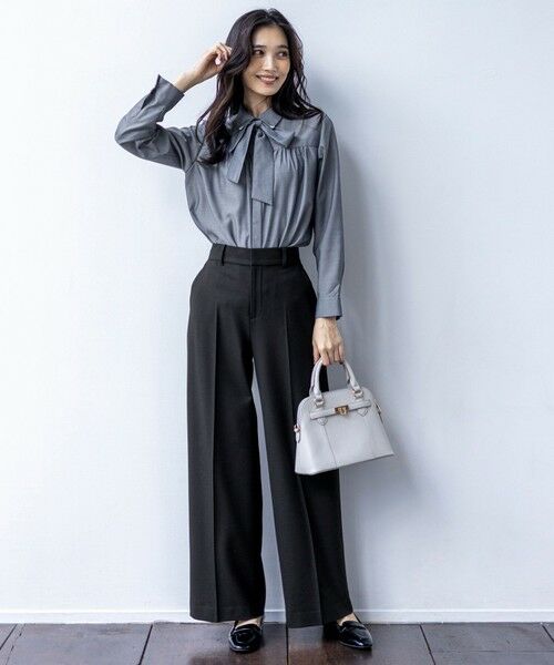 L size ONWARD(大きいサイズ) / エルサイズオンワード シャツ・ブラウス | ボウタイ付きビジュー シャツ | 詳細13