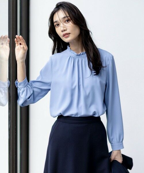 L size ONWARD(大きいサイズ) / エルサイズオンワード シャツ・ブラウス | 【洗える】フリルネックスタンド ブラウス | 詳細6