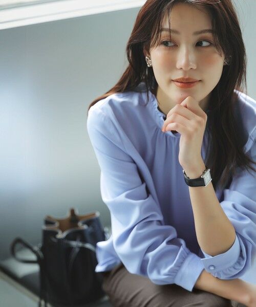 L size ONWARD(大きいサイズ) / エルサイズオンワード シャツ・ブラウス | 【洗える】フリルネックスタンド ブラウス | 詳細9