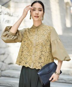 L size ONWARD(大きいサイズ) / エルサイズオンワード シャツ・ブラウス | 【SHIHOさん着用】レースブロッキング ブラウス