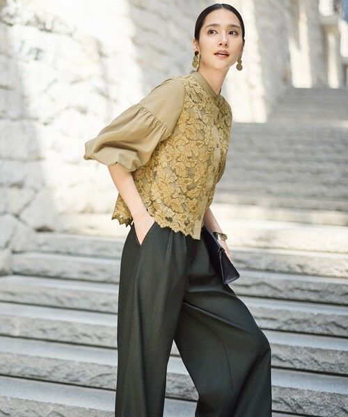L size ONWARD(大きいサイズ) / エルサイズオンワード シャツ・ブラウス | 【SHIHOさん着用】レースブロッキング ブラウス | 詳細2