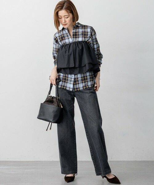 L size ONWARD(大きいサイズ) / エルサイズオンワード シャツ・ブラウス | 【WEB限定】シャーリング チェック シャツ | 詳細14