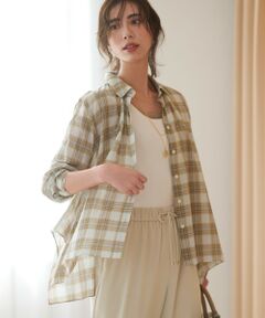 L size ONWARD(大きいサイズ) / エルサイズオンワード シャツ・ブラウス | 【WEB&一部店舗限定】シアーコットン チェック シャツ