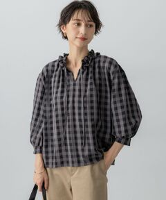 L size ONWARD(大きいサイズ) / エルサイズオンワード シャツ・ブラウス | 【WEB&一部店舗限定】ブロックチェック フリル ブラウス