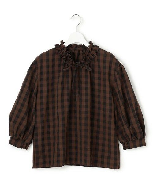 L size ONWARD(大きいサイズ) / エルサイズオンワード シャツ・ブラウス | 【WEB&一部店舗限定】ブロックチェック フリル ブラウス | 詳細18
