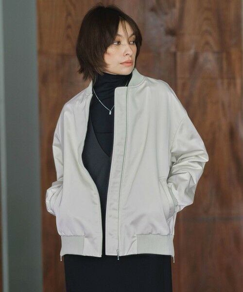 L size ONWARD(大きいサイズ) / エルサイズオンワード ブルゾン | 【洗える】 マットサテン MA-1ブルゾン | 詳細1