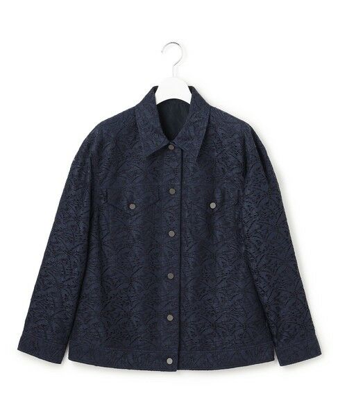 L size ONWARD(大きいサイズ) / エルサイズオンワード テーラードジャケット | 【洗える】リーフラッセルレース ジャケット | 詳細3