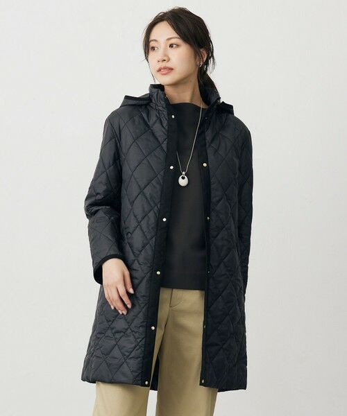 L size ONWARD(大きいサイズ)/エルサイズオンワード 【WEB限定カラーあり・2way】コンパクトタフタキルティング フーデッド コート ブラック系 T15