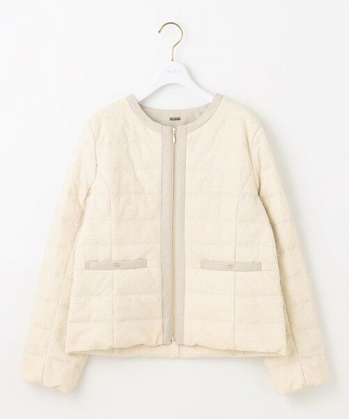 L size ONWARD(大きいサイズ) / エルサイズオンワード ダウンジャケット・ベスト | 【2WAY】ツイードノーカラー ダウンジャケット | 詳細4