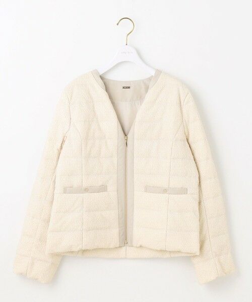 L size ONWARD(大きいサイズ) / エルサイズオンワード ダウンジャケット・ベスト | 【2WAY】ツイードノーカラー ダウンジャケット | 詳細5