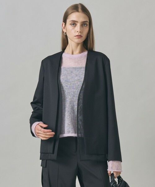 L size ONWARD(大きいサイズ)/エルサイズオンワード オーガンコンビジャケット ブラック系 44