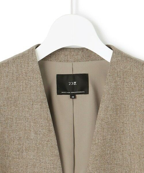 L size ONWARD(大きいサイズ) / エルサイズオンワード ノーカラージャケット | 【洗える】ウールライクカルゼ ノーカラー ジャケット | 詳細8