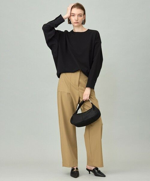 L size ONWARD(大きいサイズ) / エルサイズオンワード カットソー | 【洗える】ジョーゼットジャージー 異素材コンビプルオーバー | 詳細10