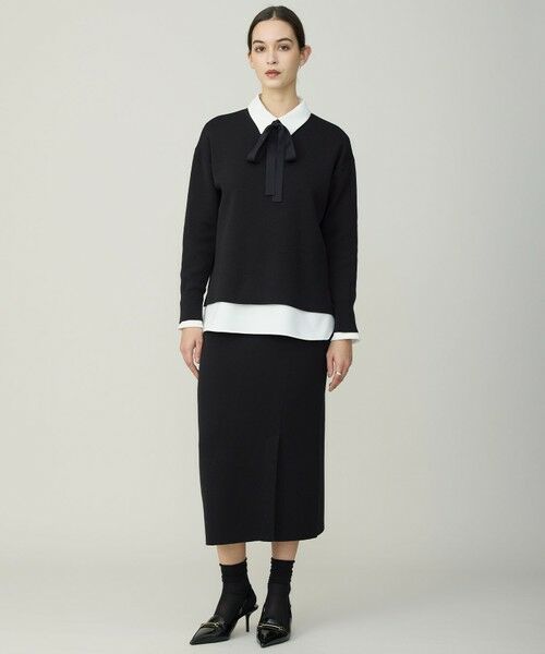 L size ONWARD(大きいサイズ) / エルサイズオンワード カットソー | 【WEB限定カラーあり】マラボーテＷジョーゼット ボウタイ付きシャツカラートップス | 詳細6