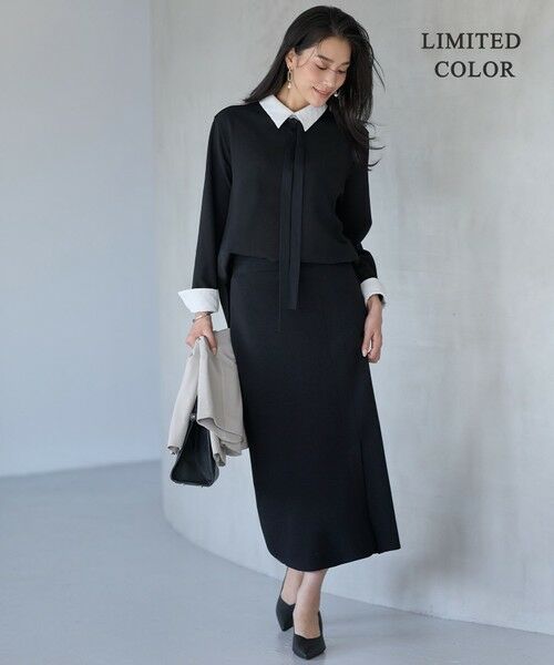 L size ONWARD(大きいサイズ) / エルサイズオンワード カットソー | 【WEB限定カラーあり】マラボーテＷジョーゼット ボウタイ付きシャツカラートップス | 詳細23