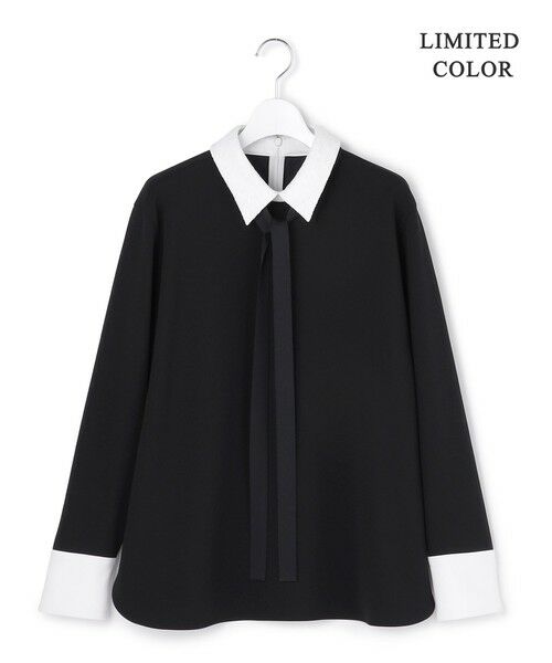 L size ONWARD(大きいサイズ) / エルサイズオンワード カットソー | 【WEB限定カラーあり】マラボーテＷジョーゼット ボウタイ付きシャツカラートップス | 詳細24