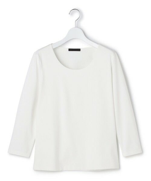 L size ONWARD(大きいサイズ)/エルサイズオンワード 【速乾・UVケア・接触冷感・洗える】 スーペリアジャージー Uネックカットソー オフホワイト系 L