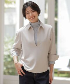 L size ONWARD(大きいサイズ) / エルサイズオンワード カットソー | ジョーゼットダンボール スキッパー カットソー