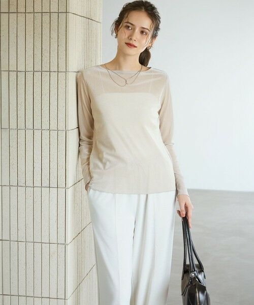 L size ONWARD(大きいサイズ) / エルサイズオンワード カットソー | 【SLOW/一部店舗限定】ブラッシュドチュール メッシュベロア カットソー | 詳細8