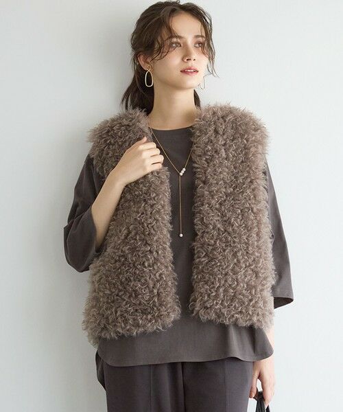 L size ONWARD(大きいサイズ)/エルサイズオンワード 【SLOW/一部店舗限定】MVSコットン チュニック シンプルTEE グレー系 44