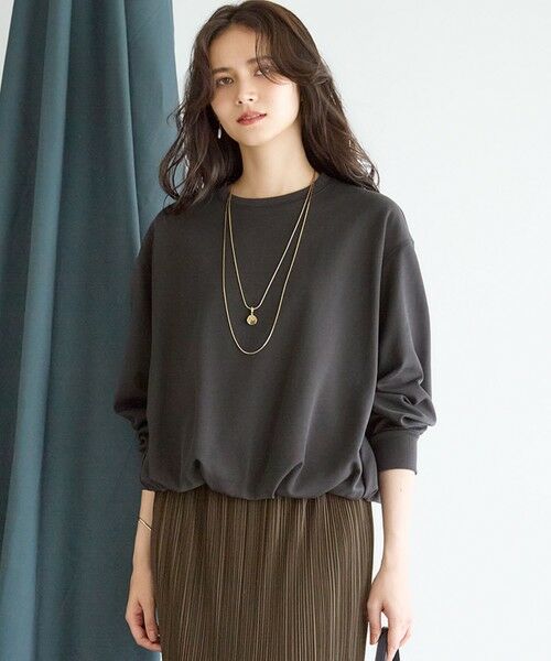 L size ONWARD(大きいサイズ)/エルサイズオンワード 【SLOW/一部店舗限定】ライトダンボール バルーン スウェット グレー系 46