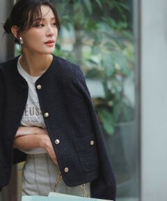 L size ONWARD(大きいサイズ) / エルサイズオンワード カットソー | 【洗える】ネップツイード ジャケット