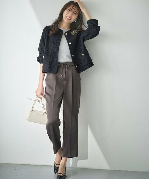 L size ONWARD(大きいサイズ) / エルサイズオンワード カットソー | 【洗える】ネップツイード ジャケット | 詳細4